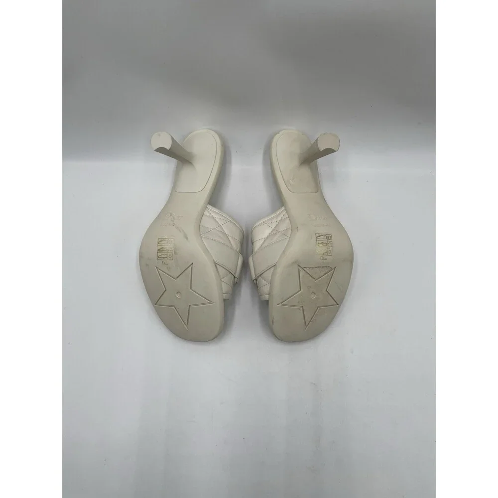 Dior Dio(r)evolution Cannage heeled sandals White quilted leather Size 36.5 - Picture 6 of 6